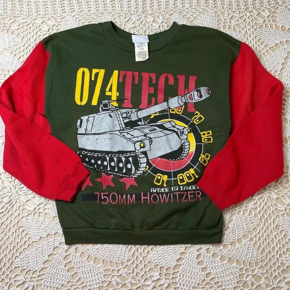 Kids 07Tech 750mm Howitzer Graphic Sweatshirt - Green & Red